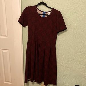 LaLuRoo comfy dress red black design shirt sleeve zipper in back